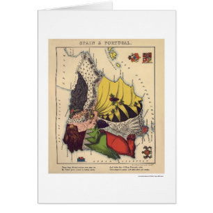 Mapa 1868 de la caricatura de España y de Portugal
