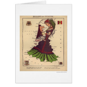 Mapa 1868 de la caricatura de Holanda y de Bélgica