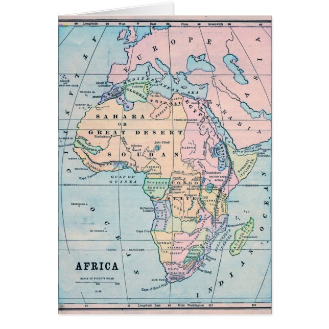Mapa 1870 del vintage de África (Frente)