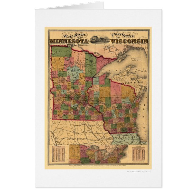 Mapa 1871 del ferrocarril de Minnesota y de (Frente)