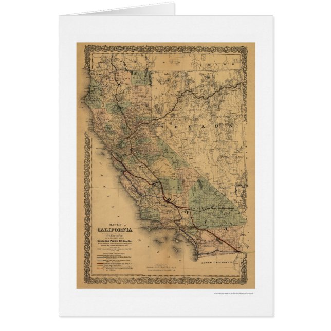 Mapa 1876 del ferrocarril de California y de (Frente)