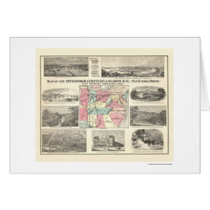 Mapa 1877 del ferrocarril de Pittsburg Cincinnati