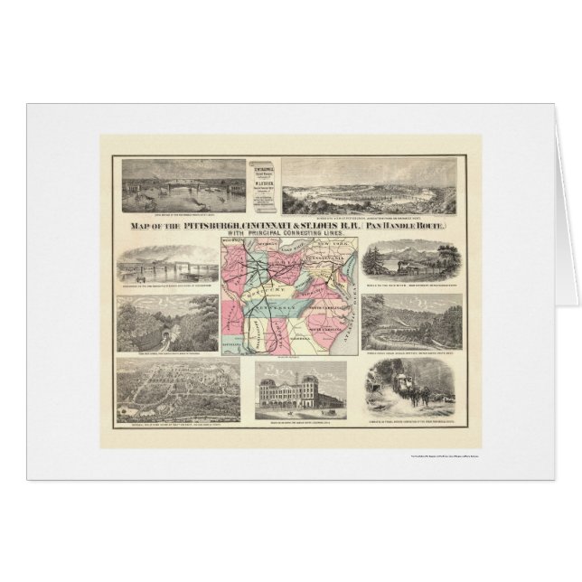 Mapa 1877 del ferrocarril de Pittsburg Cincinnati (Anverso (Horizontal))