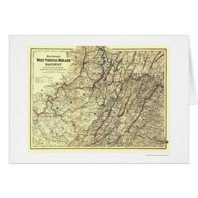 Mapa 1883 del ferrocarril de Virginia Occidental (Anverso (Horizontal))