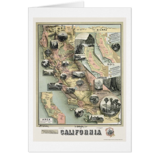 Mapa 1888 de los productos de California (Frente)