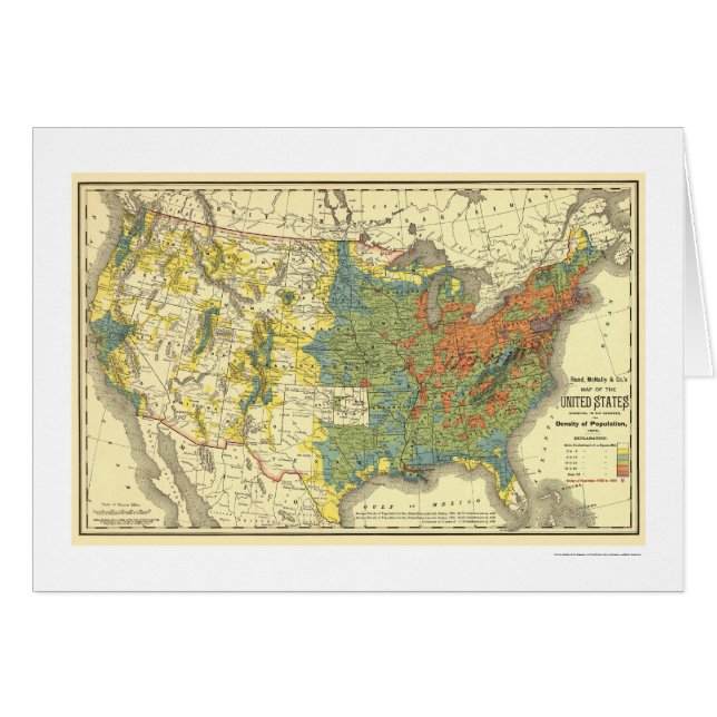Mapa 1890 de los E.E.U.U. de la densidad (Anverso (Horizontal))