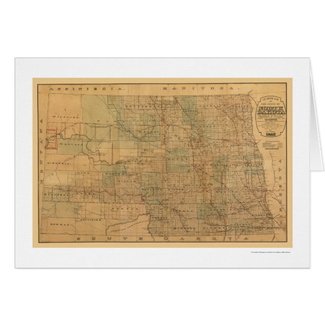 Mapa 1892 del ferrocarril de Dakota del Norte (Anverso (Horizontal))