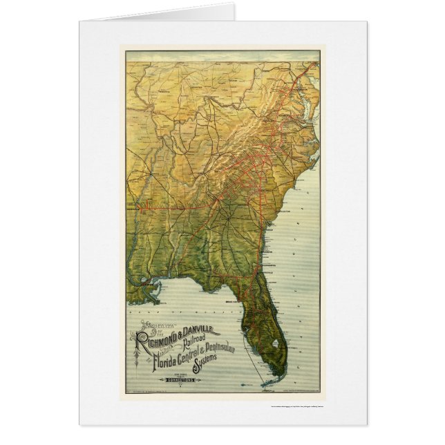 Mapa 1893 del ferrocarril de Richmond y de (Frente)