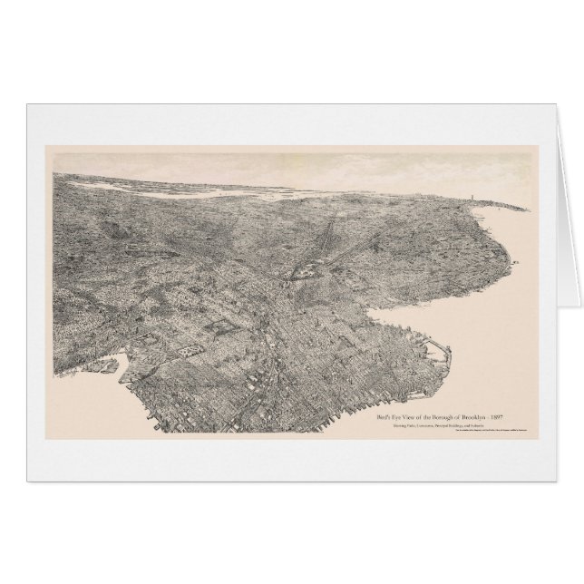 Mapa 1897 de Brooklyn, Nueva York Birdseye (Anverso (Horizontal))