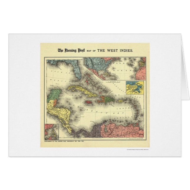 Mapa 1898 de las Antillas Evening Post (Anverso (Horizontal))