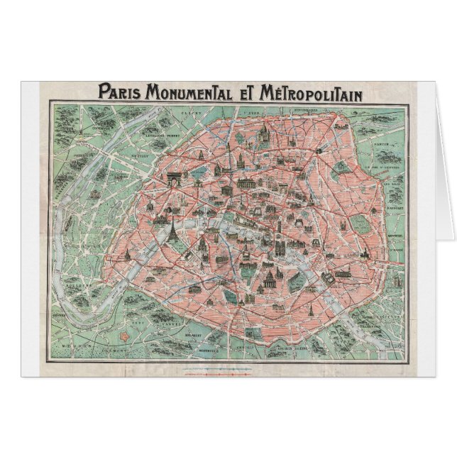 Mapa 1932 del art déco de París, Francia (Anverso (Horizontal))