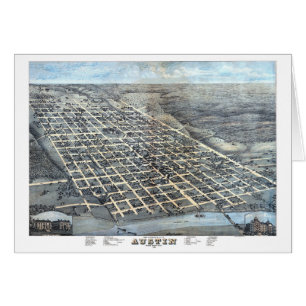 Mapa aéreo antiguo de la ciudad de Austin, Texas d