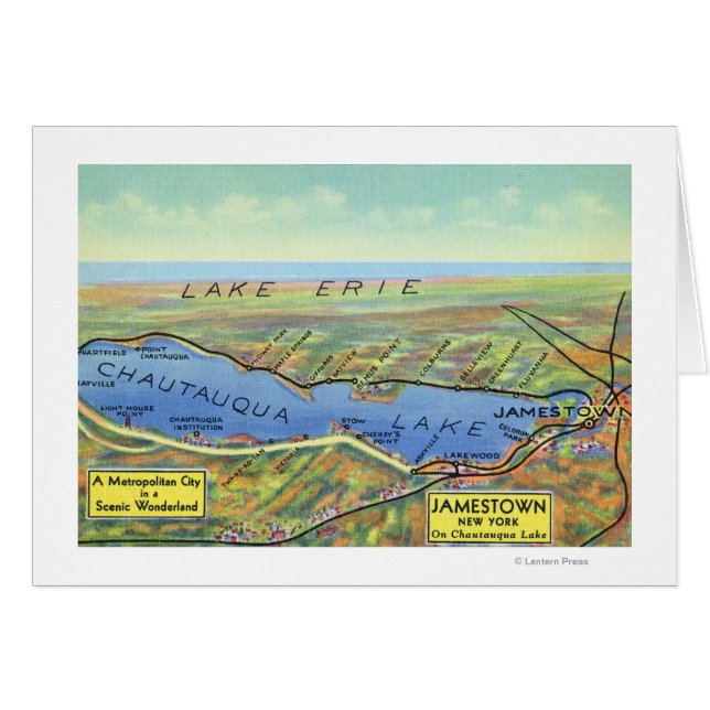 Mapa aéreo del lago y las ciudades circundantes (Anverso (Horizontal))
