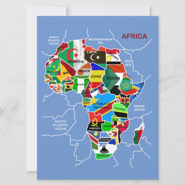 Mapa africano con banderas Tarjeta plana (Anverso)
