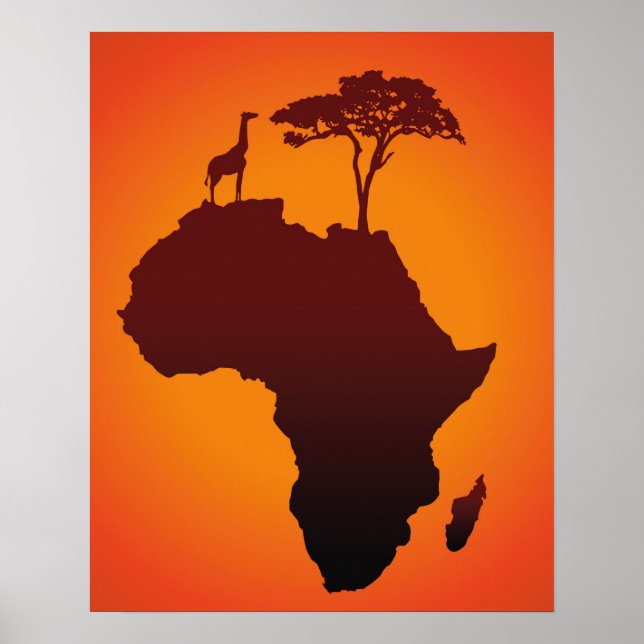 Mapa africano de safari - Impresión Poster (Frente)