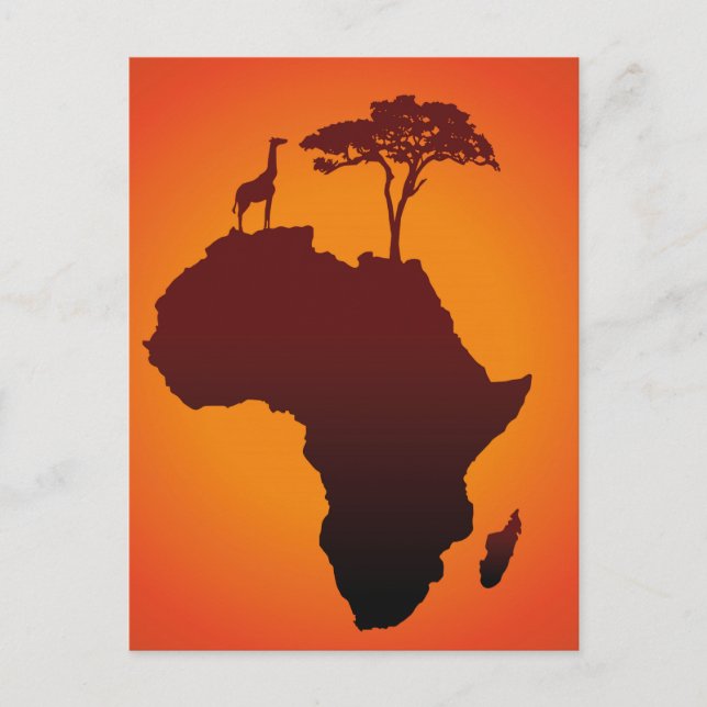 Mapa africano de safari - postal (Anverso)