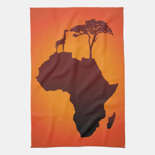 Mapa africano del safari - toalla de cocina (Vertical)