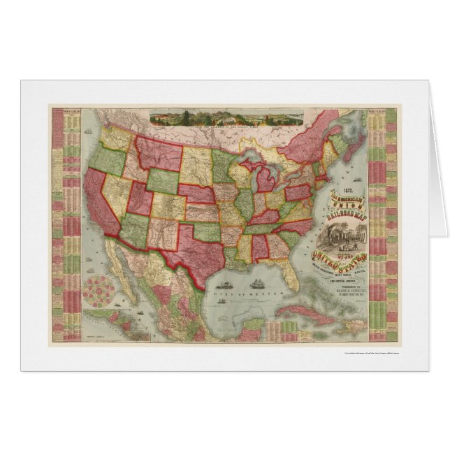 Mapa americano 1872 del ferrocarril de la unión (Anverso (Horizontal))