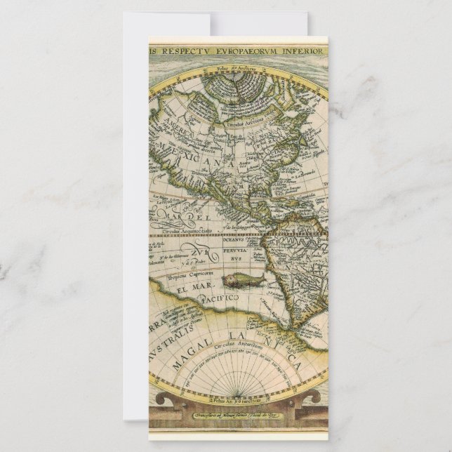 Mapa antiguo, 1596, América Sive Novus Orbis (Anverso)