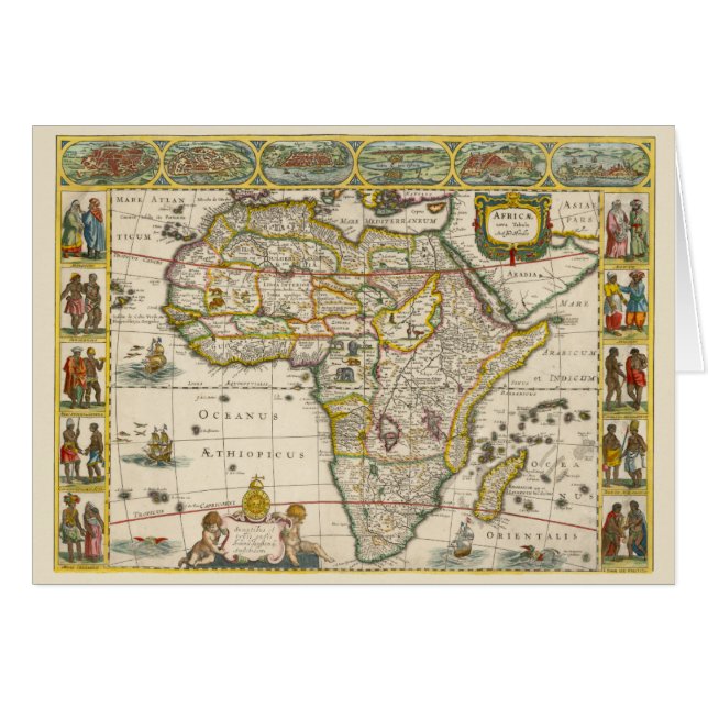 Mapa antiguo de África de Hondius y Jansson (Anverso (Horizontal))