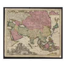 Mapa Antiguo de Asia 1700, Póster de China