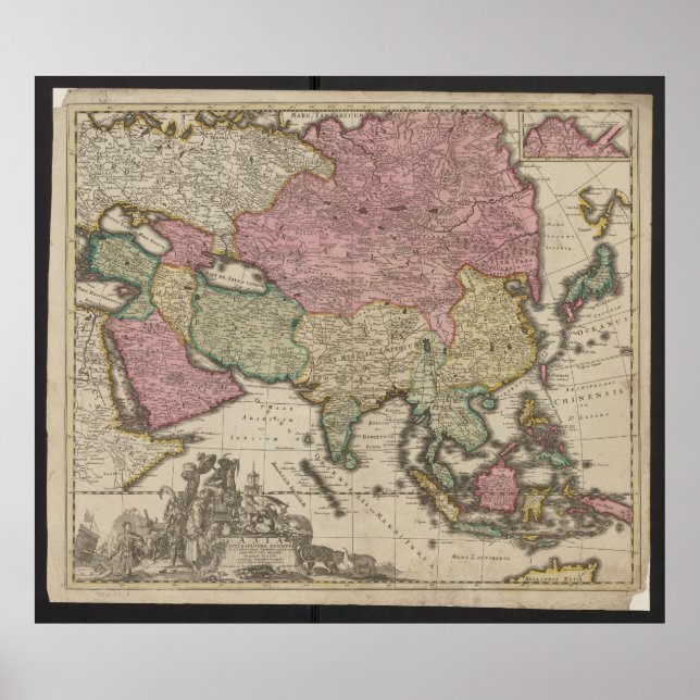 Mapa Antiguo de Asia 1700, Póster de China (Frente)