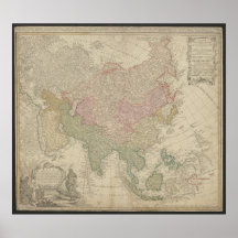 Mapa Antiguo de Asia 1744, Póster de Rusia
