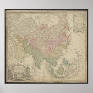Mapa Antiguo de Asia 1744, Póster de Rusia