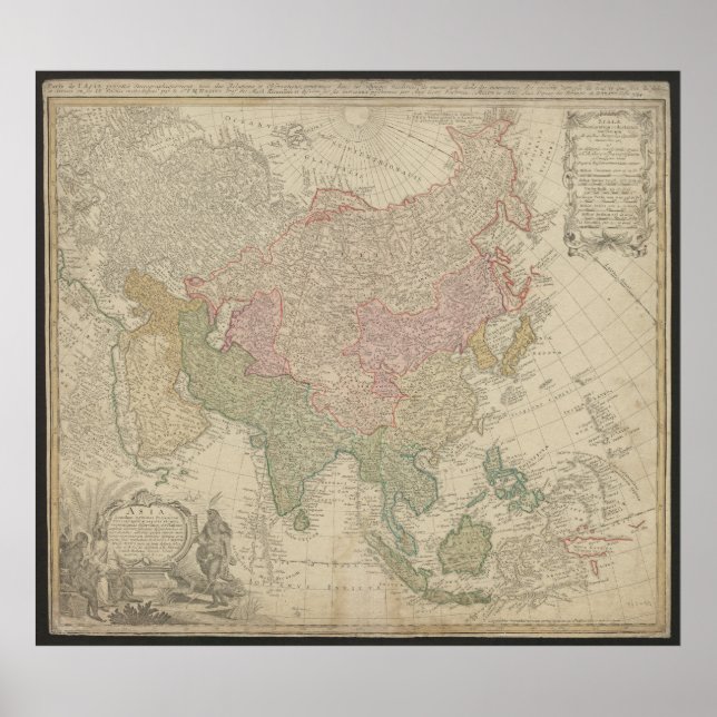 Mapa Antiguo de Asia 1744, Póster de Rusia (Frente)