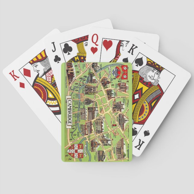 Mapa Antiguo de Cambridge Cartas de Juego (Reverso)