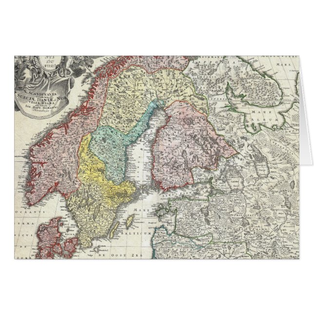 Mapa Antiguo de Escandinavia (1730) (Anverso (Horizontal))