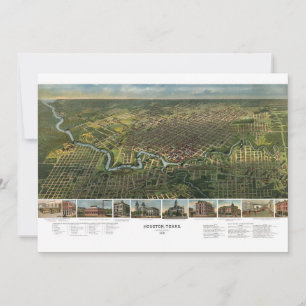 Mapa Antiguo de Houston, Texas con el río Buffalo