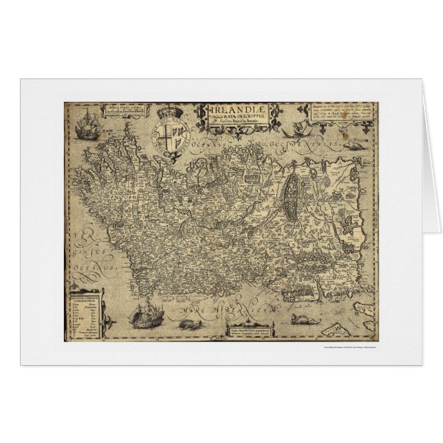 Mapa antiguo de Irlanda Ortelius dibujado por (Anverso (Horizontal))