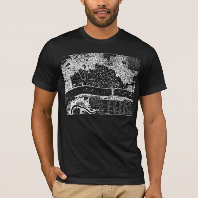 Mapa antiguo de la camiseta de 1666 en Londres (Anverso)