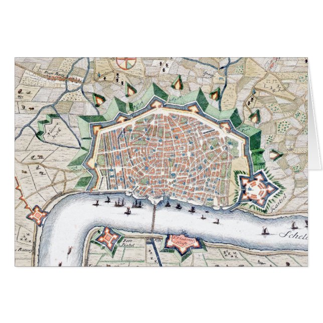 Mapa antiguo de la ciudad de la fortaleza de (Anverso (Horizontal))