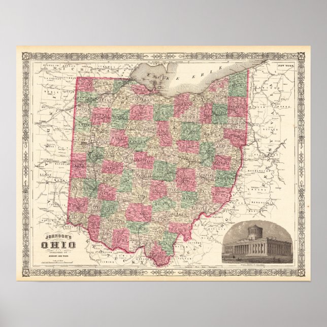 Mapa antiguo de la decoración de la época de Ohio (Frente)