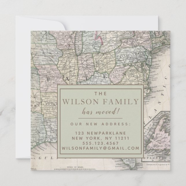 Mapa antiguo de la Invitación móvil de Estados Uni (Anverso)