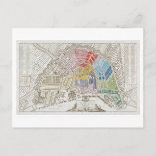 Mapa antiguo de la postal de Amsterdam