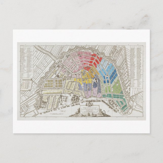 Mapa antiguo de la postal de Amsterdam (Anverso)