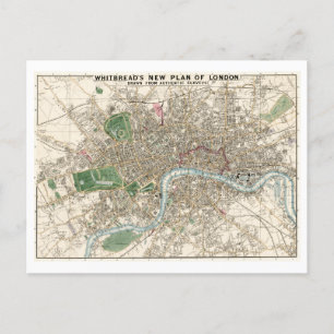 Mapa antiguo de la postal de Londres