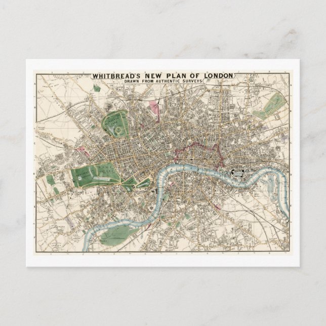 Mapa antiguo de la postal de Londres (Anverso)