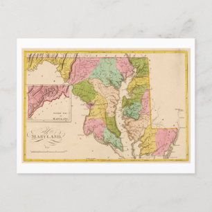 Mapa antiguo de la postal de Maryland de 1815