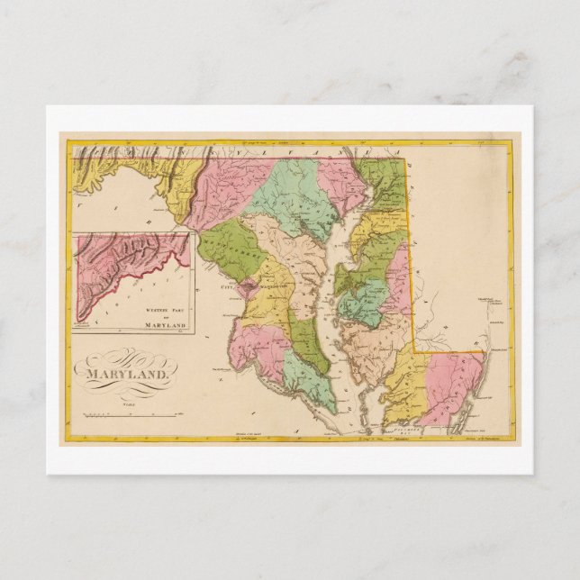Mapa antiguo de la postal de Maryland de 1815 (Anverso)