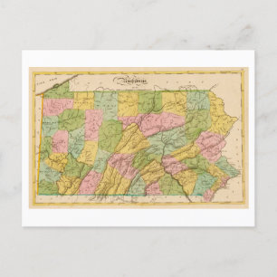 Mapa antiguo de la postal de Pennsylvania 1815