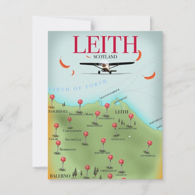 Mapa antiguo de Leith Escocia (Anverso)