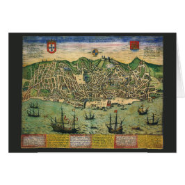 Mapa antiguo de Lisboa, Portugal, por Braun/Hogenb