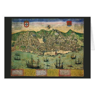 Mapa Antiguo de Lisboa, Portugal por Braun/Hogenbe
