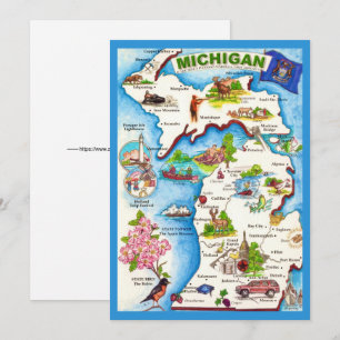 Mapa Antiguo de Michigan 5x7 Tarjeta Postal Grande
