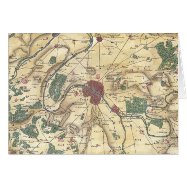 Mapa Antiguo de París y Áreas Circundantes (1780) (Anverso (Horizontal))
