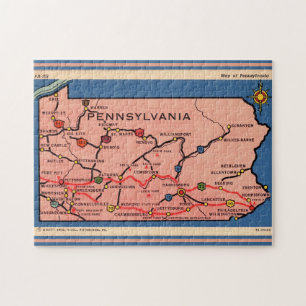 Mapa antiguo de Pensilvania rompecabezas 11x14